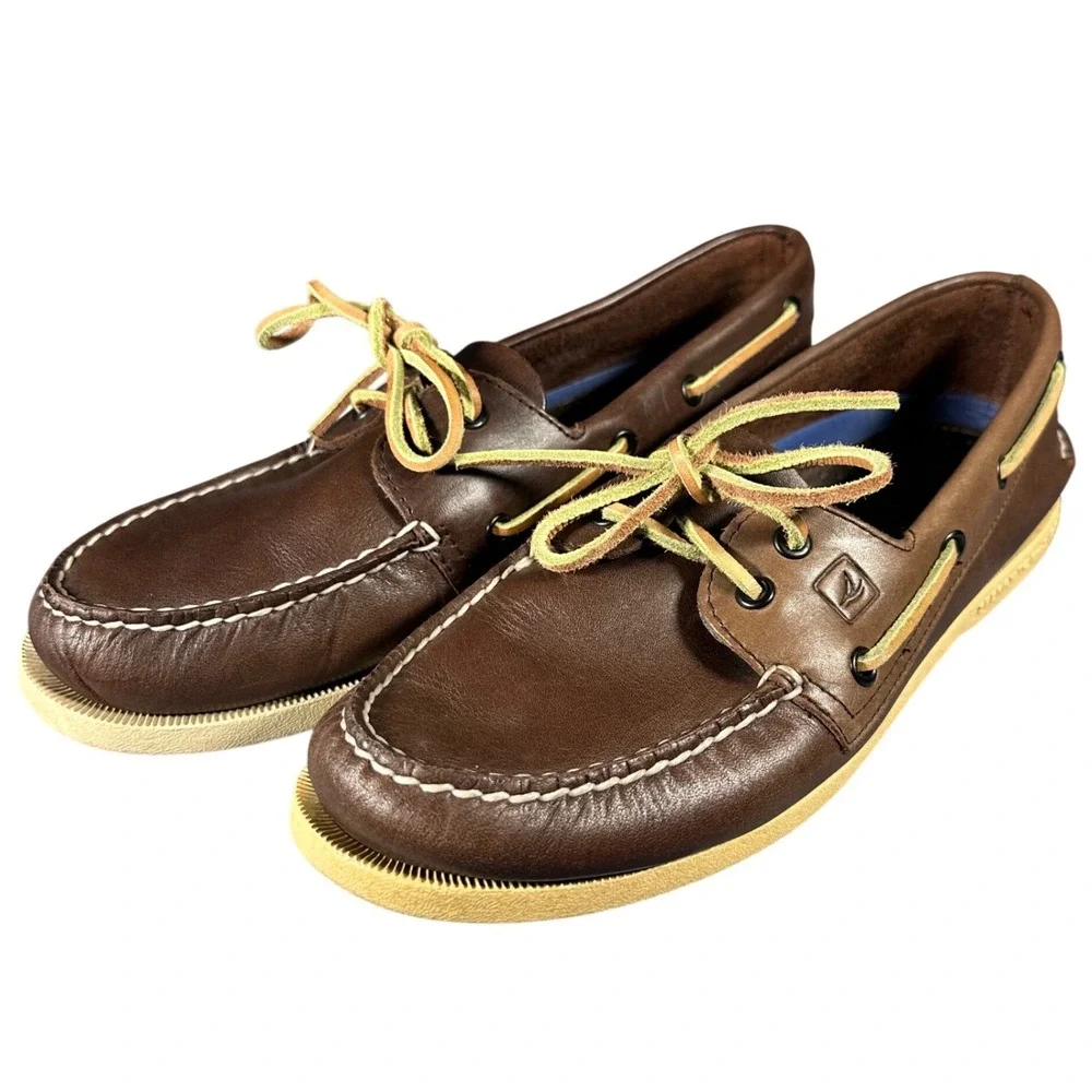 Boat Shoes Sperry Top-Sider Mens 9 Brown Tan Leather Authentic Original